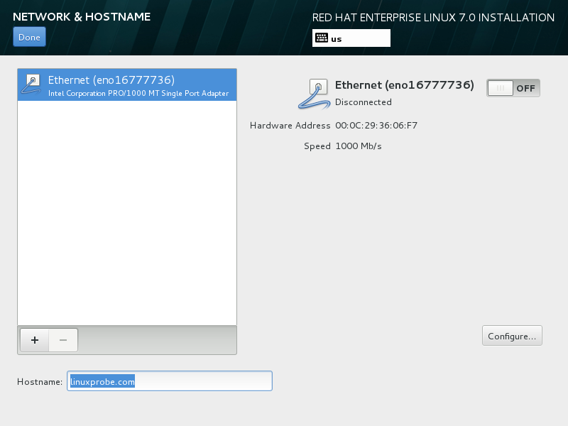 第8步:返回主页面后再点击"Network & Hostname"后设置主机名"q13zd.cn"。