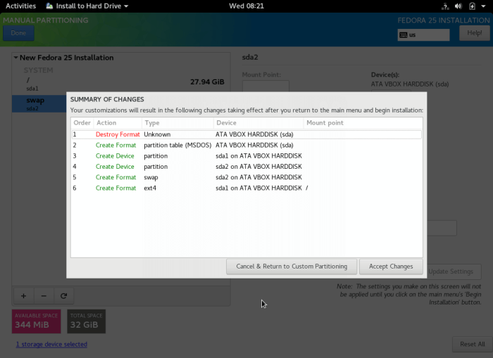 Fedora 25 Workstation 安装指南