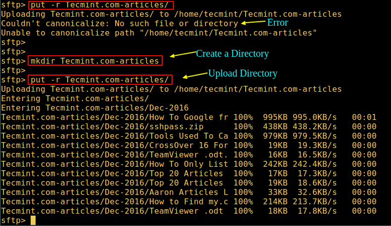 如何在 Linux 中使用 sFTP 上传或下载文件与文件夹