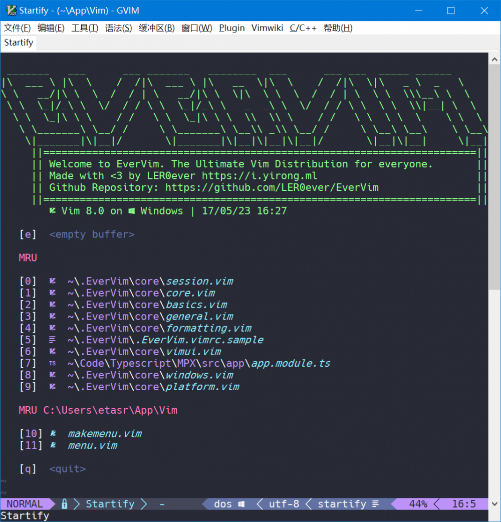 EverVim 20170523 改善 Window 下安装&使用 - 开源中国社区