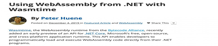 　WebAssembly Runtime 现已添加 .NET Core API