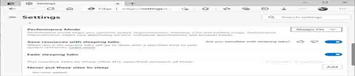 Edge浏览器的选项中新增了性能模式